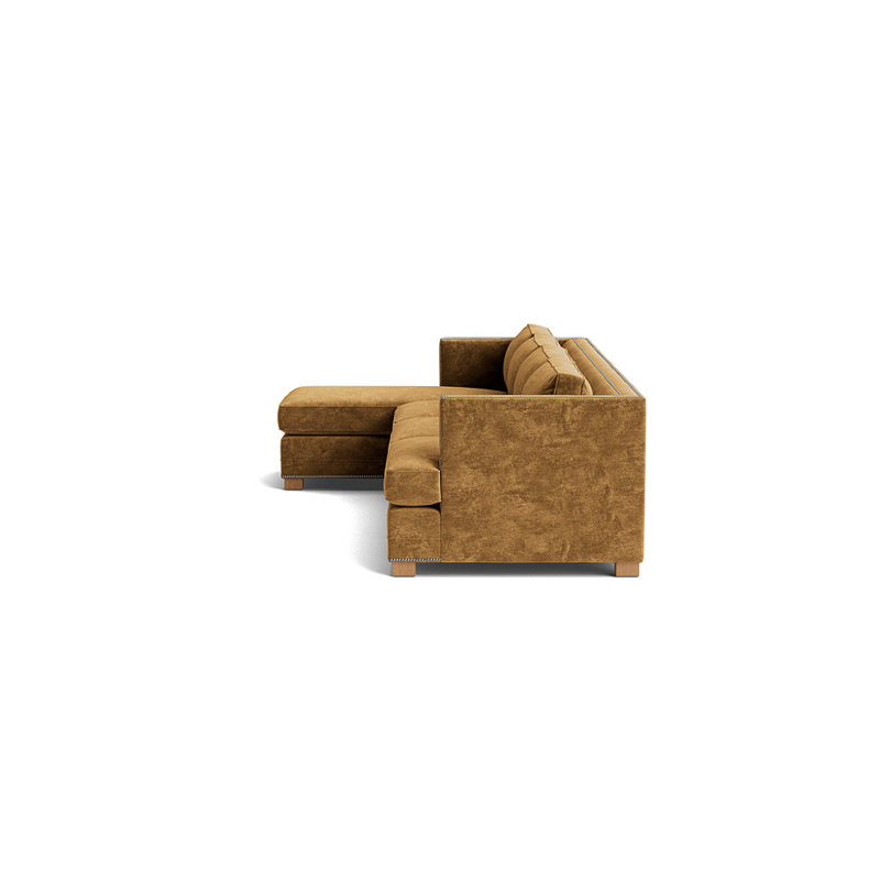 Upholstered Sectional, Brushed Nickel, Vintage Chenille - Bronze, Natural