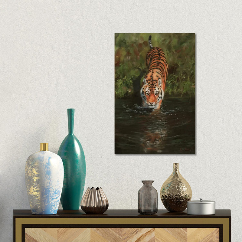 Tiger Cooling Off by David Stribbling - Gallery-Wrapped Canvas Giclée on Canvas, 66.04 cm H x 45.72 cm W x 3.175 cm D, Canvas