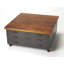  Table basse 36 po à trois tiroirs en bois massif et métal brun et gris