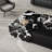 Exquisite Contemporary Stream Form Marble Coffee Table With Flowing Water Form Finish And Wood Veneer Base, Rectangular Black