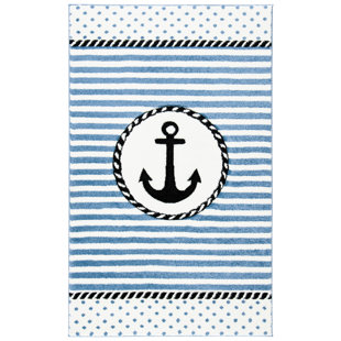 Hickman Ivory/Navy Area Rug