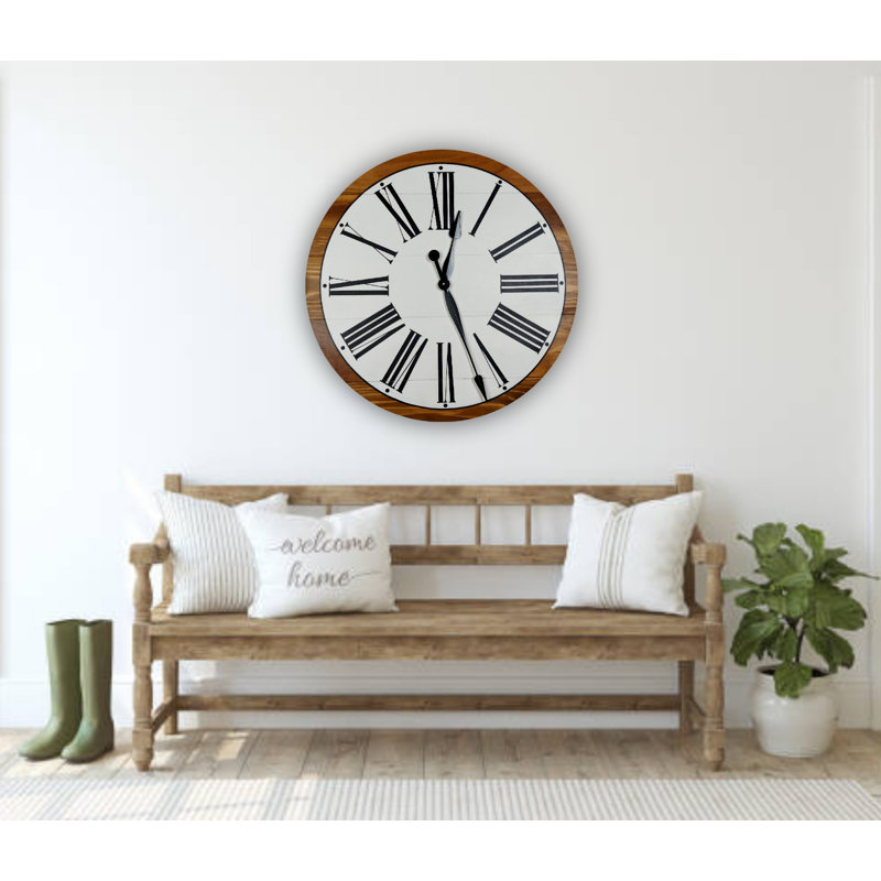 Manorhaven Solid Wood Wall Clock, Medium, Brown