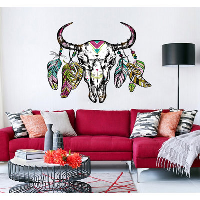 Bohemian Boho Cow Skull Taurus Sticker Cup Laptop Car Bouquet Vinyl Decal Window Bumper Wall Graphic-GD661