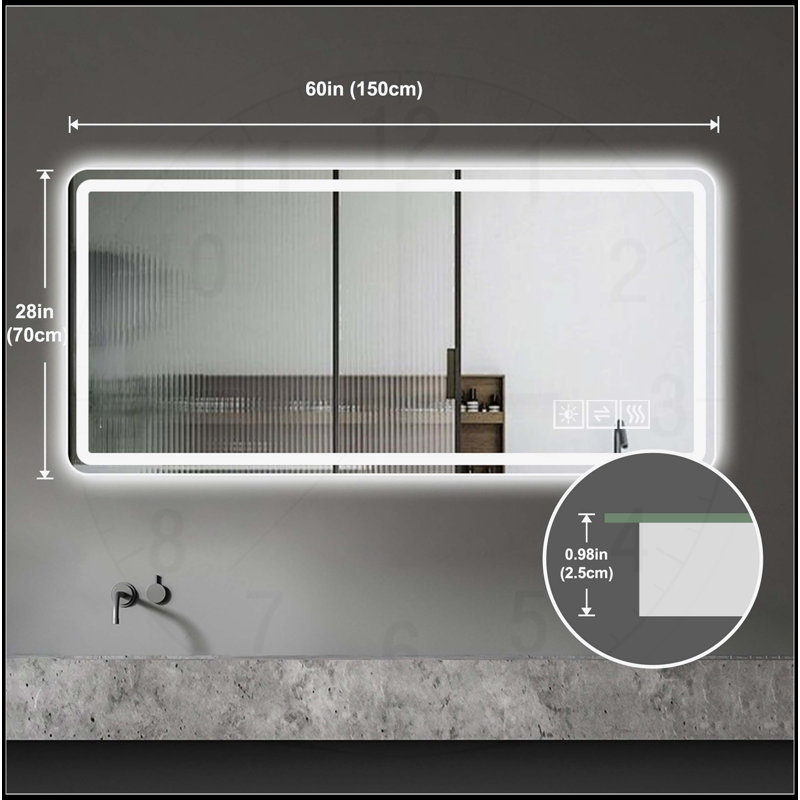 Miroir de salle de bain 28 * 60 pouces à DEL