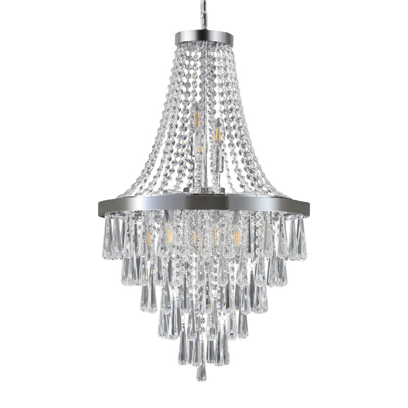 Lustre en cristal 11 lumières, finition dorée ou chromée pour la salle à manger, le salon ou le vestibule (sans ampoules)