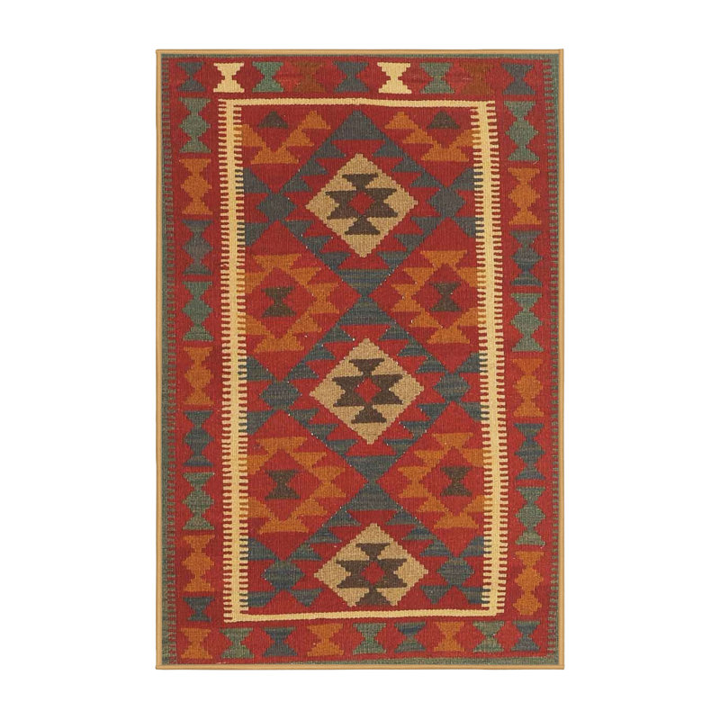 Tapis contemporain rouge / noir / brun, Rectangle 5 pi x 8 pi