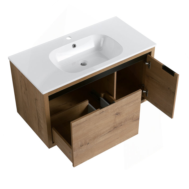 Meuble-lavabo mural avec lavabo en gel