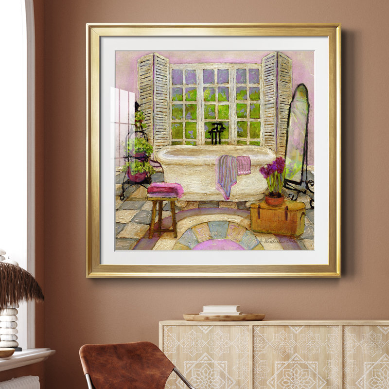Sunny Day Bath II - peinture encadrée, H 30,5 po x l 30,5 po x P 1,5 po, Papier encadré doré