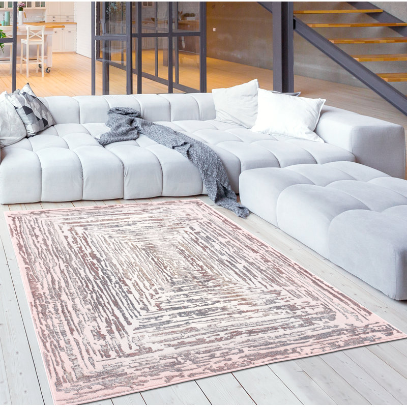 Tapis décoratif rose abstraite Delgado, Rectangle 8 pi x 11 pi