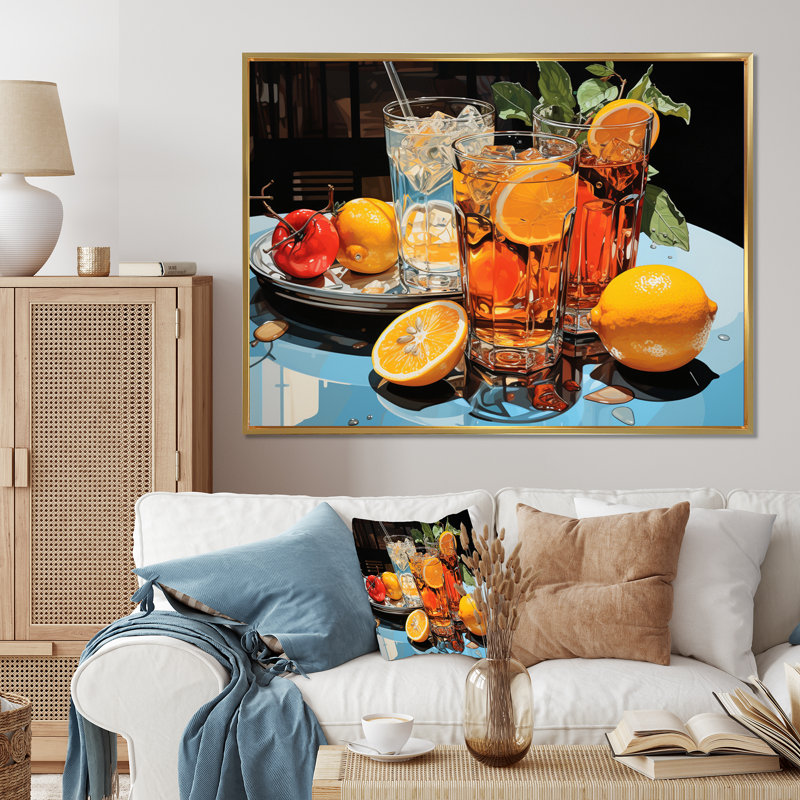 Cocktail Symphony III sur impression sur toile, H 24 po x l 32 po x P 1 po, Cadre flottant doré