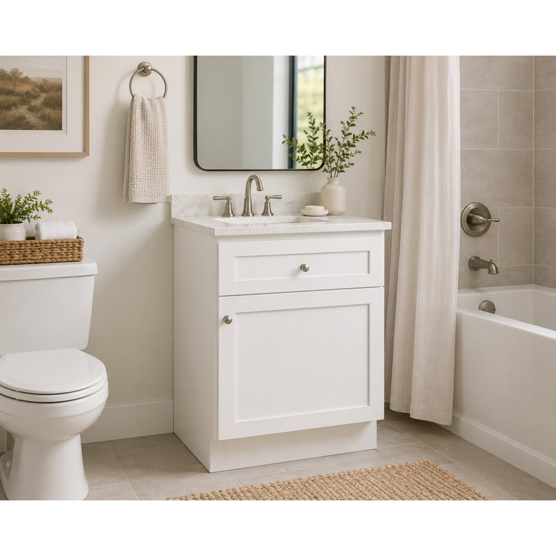 Meuble-lavabo simple Kindwood Eco Shaker à assembler, 1 porte, White, 18