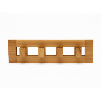 Teak 4-Hook Wall-Mounted Coat Rack