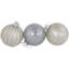 Ornements en forme de boule de Noël en verre texturé à paillettes argentées 9 carats 3 po (80 mm)