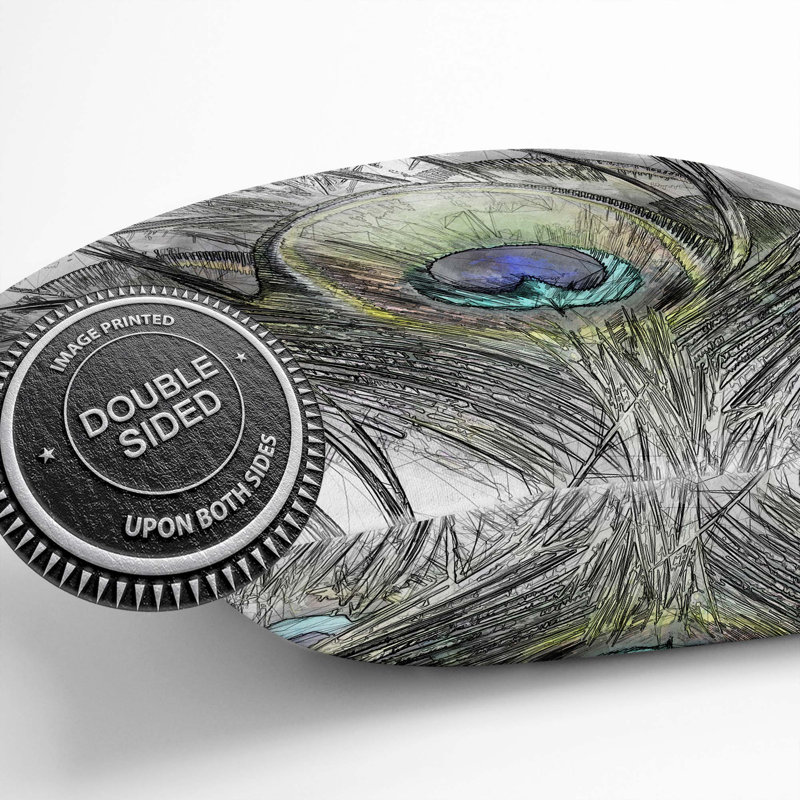 Peacock Feathers Cushion with Filling, 55cm H x 55cm W x 20cm D