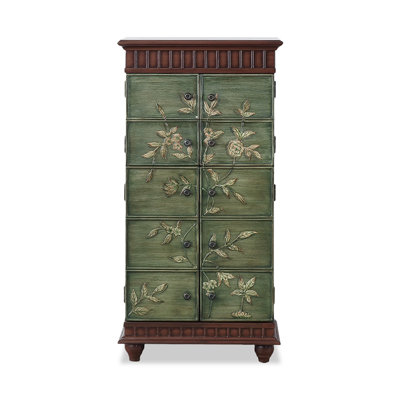 Green&Walnut Solid + Manufactured Wood Rectangular Console Table