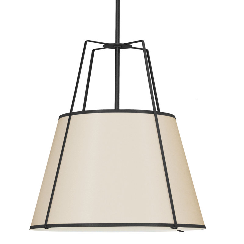 Luminaire suspendu 4 lumières trapézoïdale, Noir, Blanc