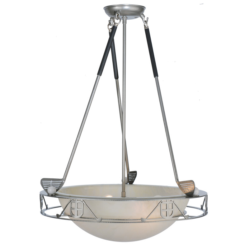 Nickel and Glass 4-Light Golf Pendant