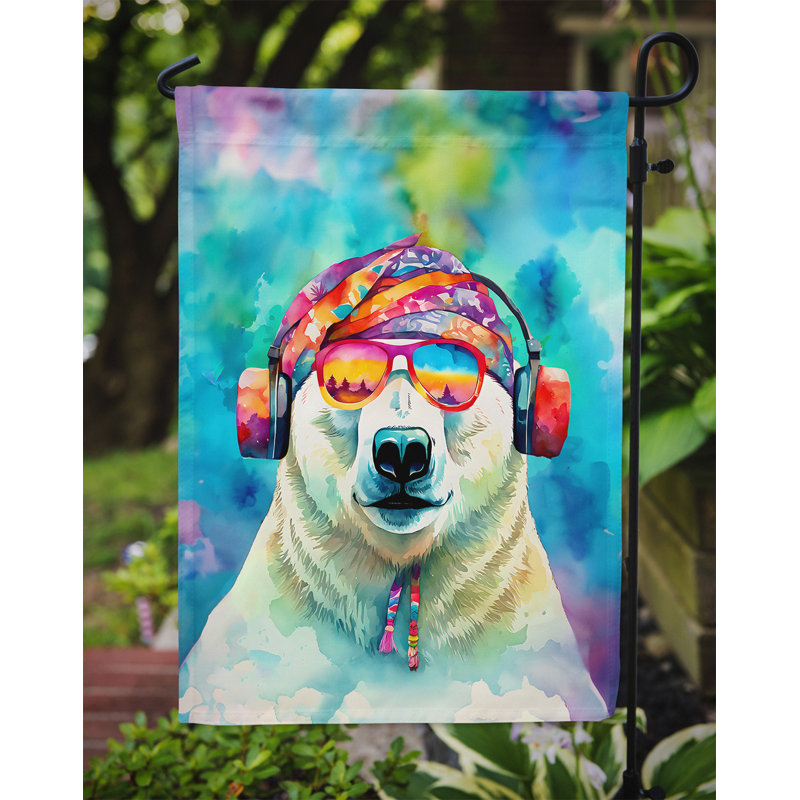 Drapeau de jardin hippie avec ours polaire