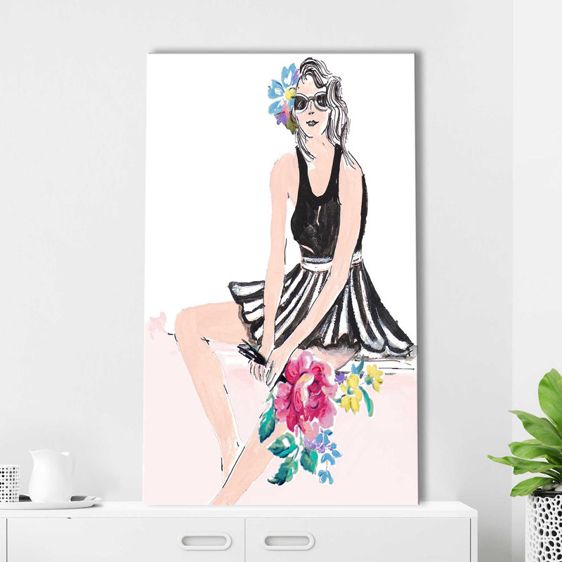 «Pink Pop Girl» par Patricia Pinto - impression, Toile tendue, H 40 po x l 24 po x P 1,5 po