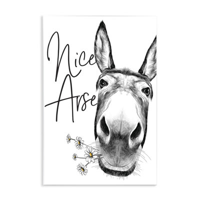 «Donkey Portrait Nice Ass Animal Pun Daisey Florals» par Lettered and Lined - impression