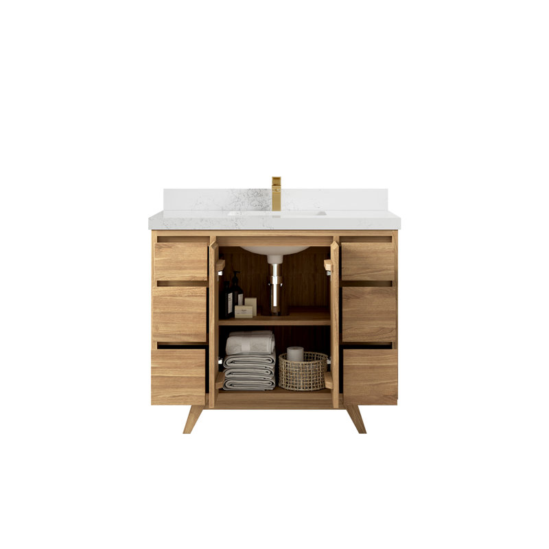 42'' Single Bathroom Vanity with Top, Empira White