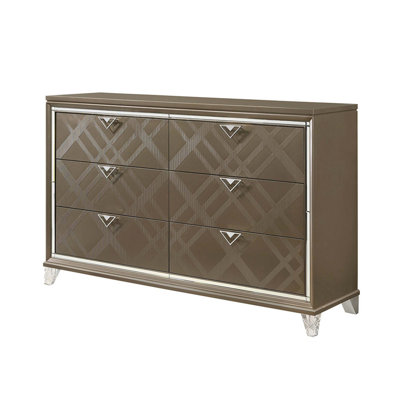 Commode 6 tiroirs Skylar avec façades en relief et fabrication durable pour les chambres modernes