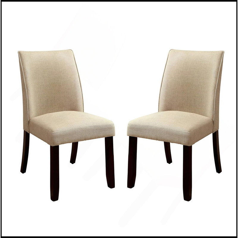 Ensemble de 2 chaises d'appoint rembourrées en tissu espresso et ivoire