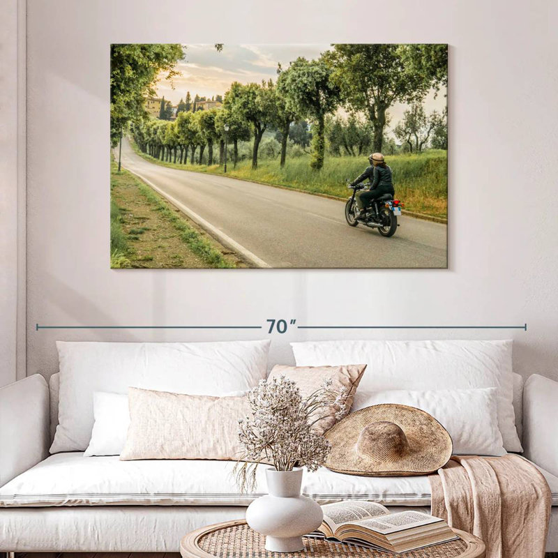 Couple Riding A Motorcycle, 32" H x 48" W