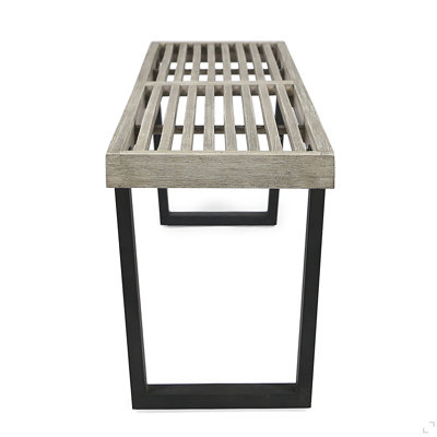 Metal/Solid Wood Outdoor Bench