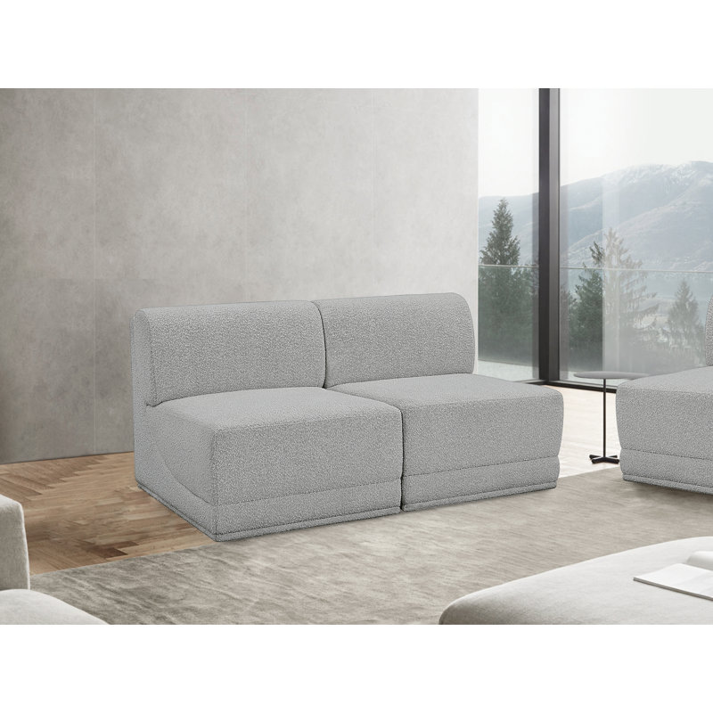 Causeuse rembourrée 60 po Ollie, Tissu gris bouclé
