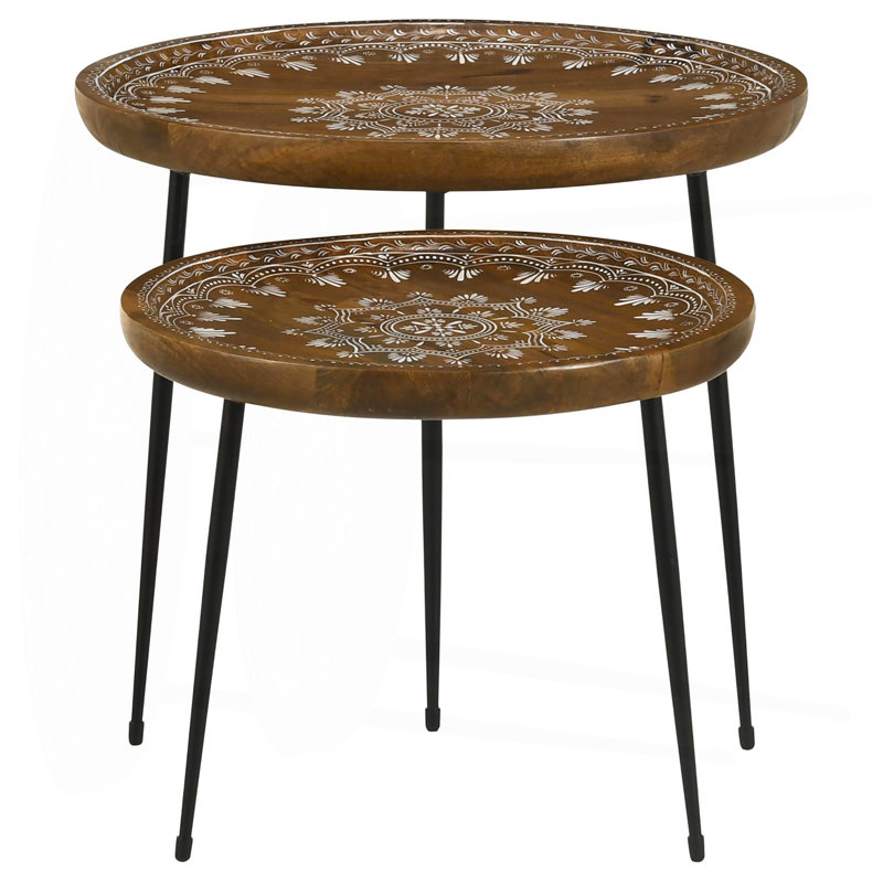 Table gigogne 2 pièces miel et noire