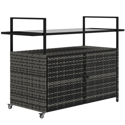 Outdoor Wicker Bar Cart