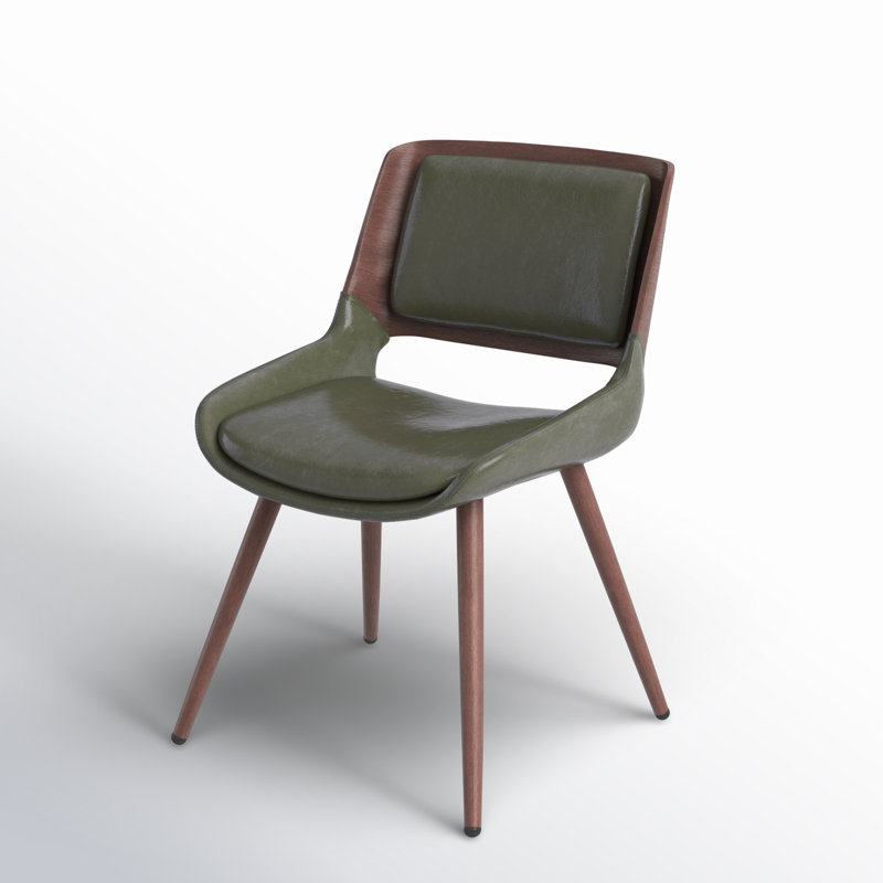 Ayrton Faux Leather Mid-Century Dining Chair, Green