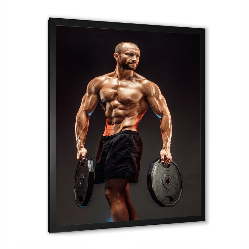 «Powerlifting Man Flex II», reproduction sur toile, H 32 po x l 16 po x P 1 po, Cadre photo noir