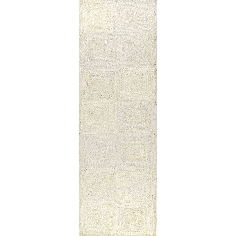 Momeni Maritime Hand Woven Jute Geometric Ivory Area Rug 2'3" X 8' Runner, Runner 2'3" x 8'