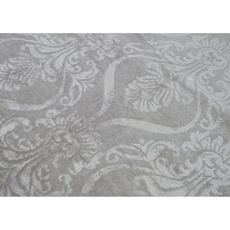 Himalayan Art Damask Area Rug in Silver
