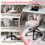Chaise de coiffeuse à roulettes motif patte de chat - Chaise de maquillage/travail pivotante à 360° et réglable en hauteur, sans accoudoirs - Chaise d'ordinateur à roulettes mignonne en tissu rembourré pour petits espaces - Couleur : Gris et rose-908288190