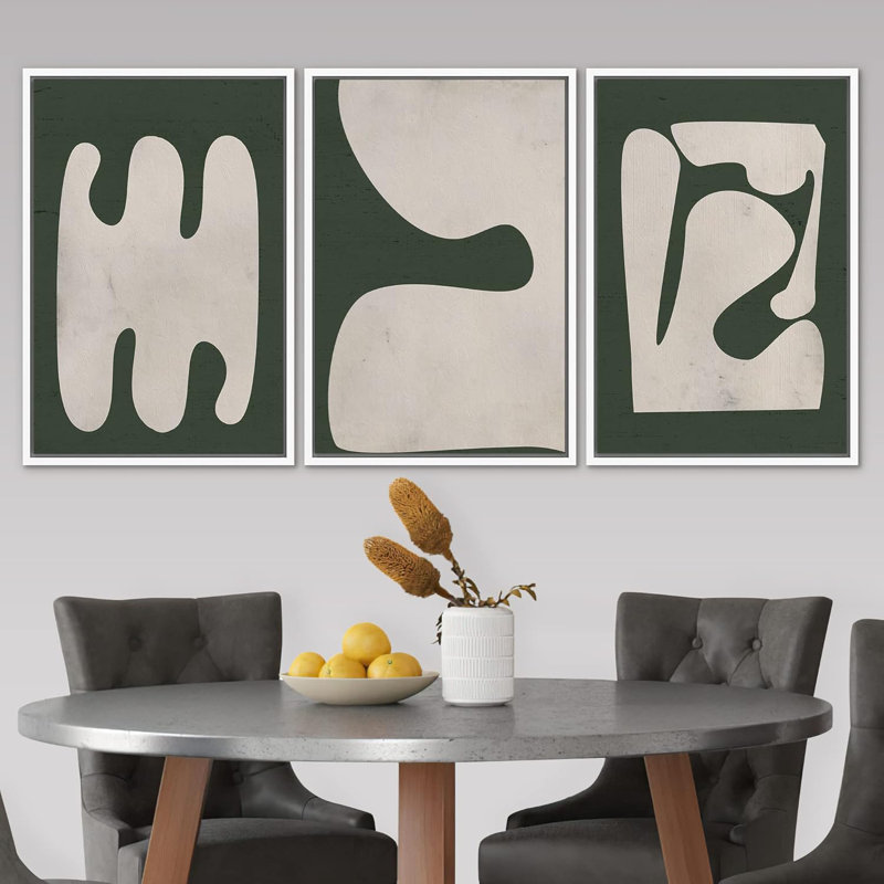 Modern Geometric Abstract Framed Canvas Art Set, 16" x 24"