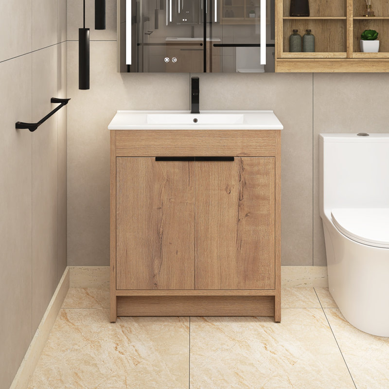Meuble-lavabo simple 30 po avec plateau Meras, Blanc