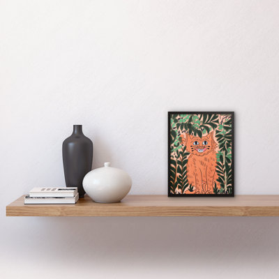 Ginger Orange Tabby Cat In Plants Modern Folk - Single Picture Frame Print
