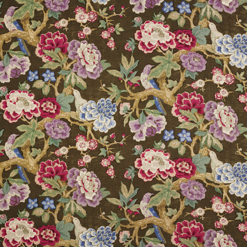 Schumacher x Mary McDonald Bermuda Blossoms Fabric, Cocoa