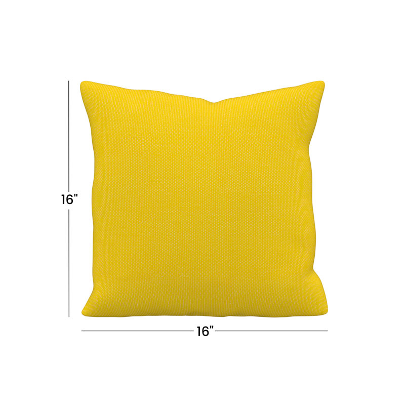 Coussin décoratif intérieur / extérieur Gabi, Carré 16 po, Tissu Sunbrella jaune tournesol