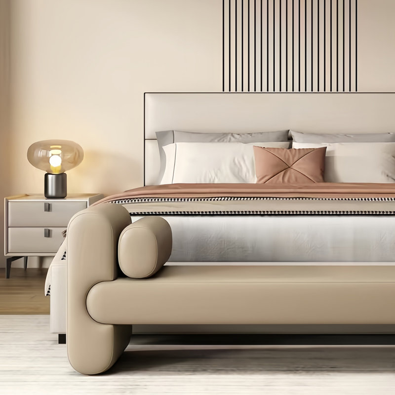 Banc de rangement Syniya, H 25,59 po x l 59,05 po x P 17,71 po, Beige