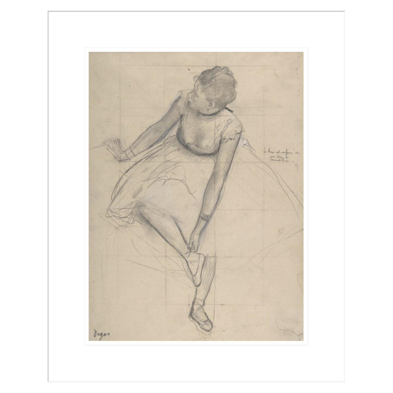 Danseuse ajustant sa pantoufle par Edgar Degas, impression giclée encadrée, H 21,75 po x l 17,64 po