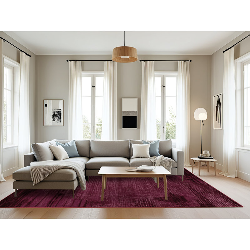 Machine Washable Abstract Red Area Rug, Rectangle 8' x 10'