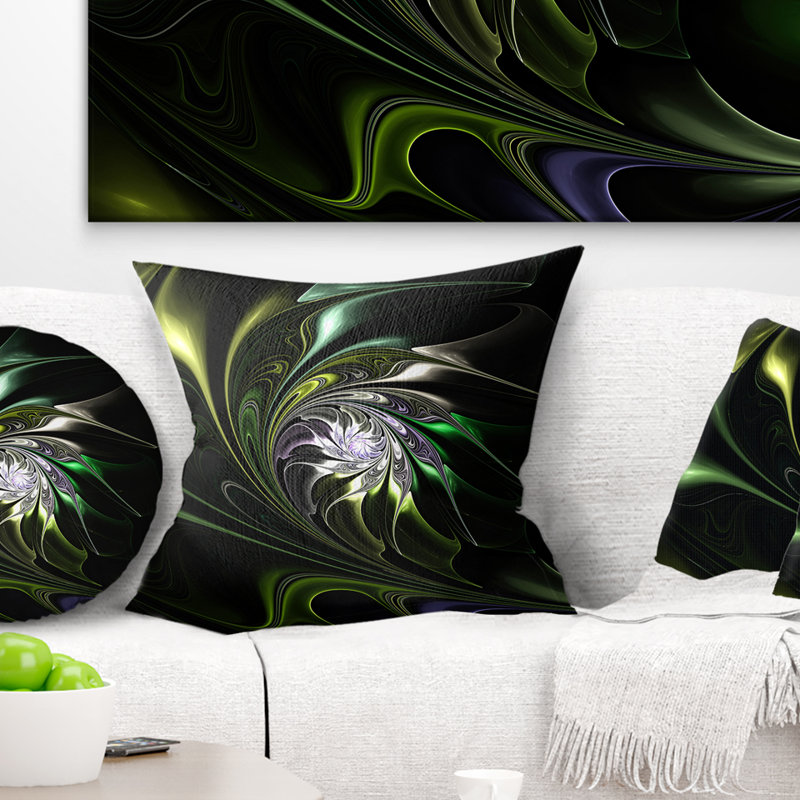 Designart 'Multi Coloured Green Stained Glass' Floral Throw Pillow, 18" x 18", Throw Pillow