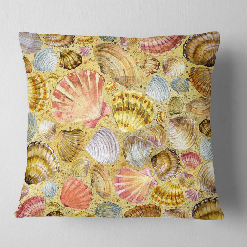 Coussin de plage coquillage et sable de mer, 16 po x 1 po, Coussin décoratif