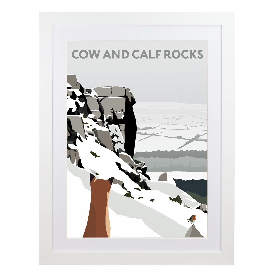 Cow And Calf Rocks Snow by Richard O'Neil - Print