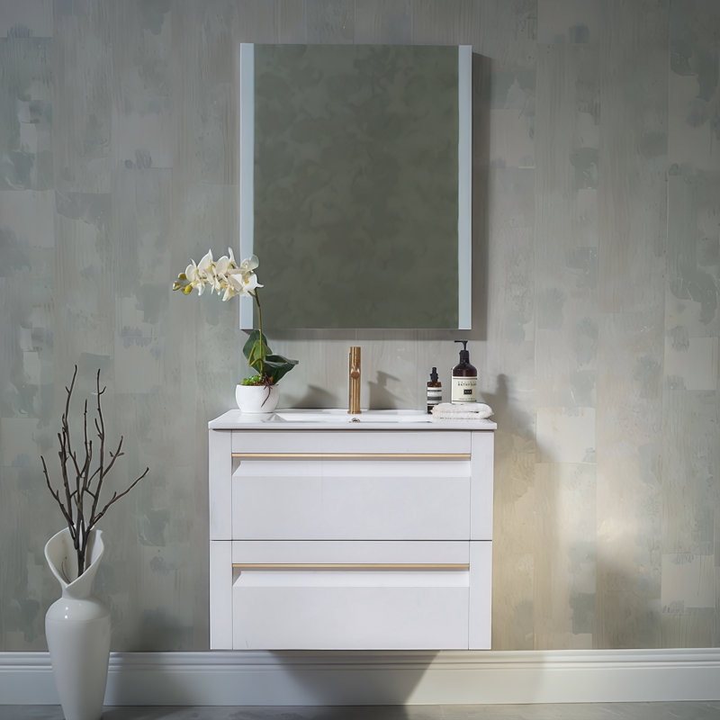 Ensemble de meuble-lavabo mural moderne blanc simple 30 po