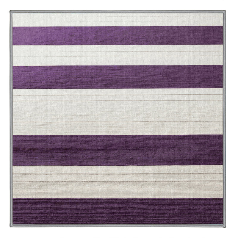 Tapis gris à rayures horizontales lavable à la machine, Carré 4 pi
